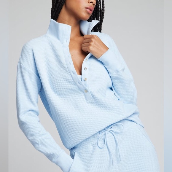 Negative Underwear Tops - Negative Underwear waffle weave button up powder blue “Glacier” top L